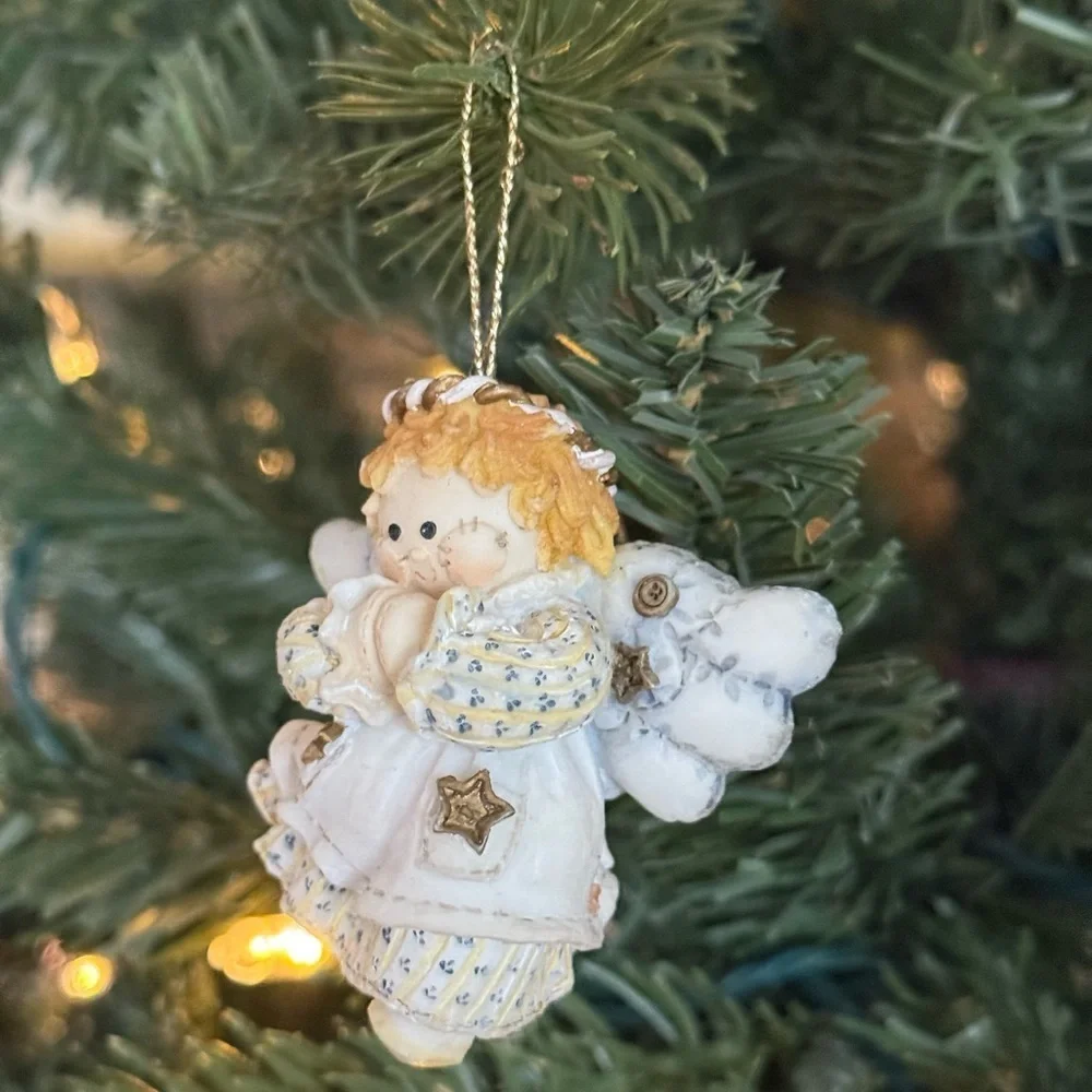 Charming Angel Ornament with Gold Accents